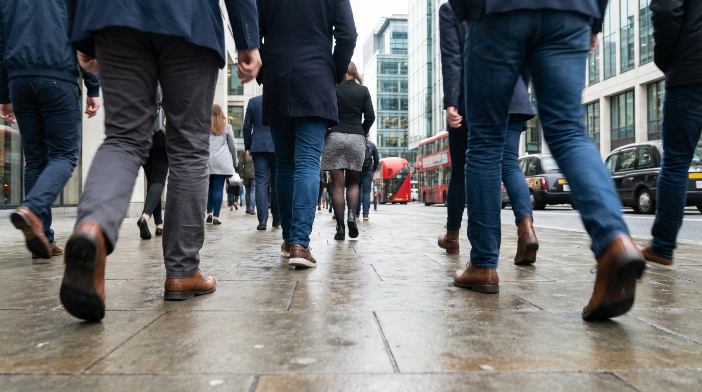 Busy urban commute and active daily routines in the UK